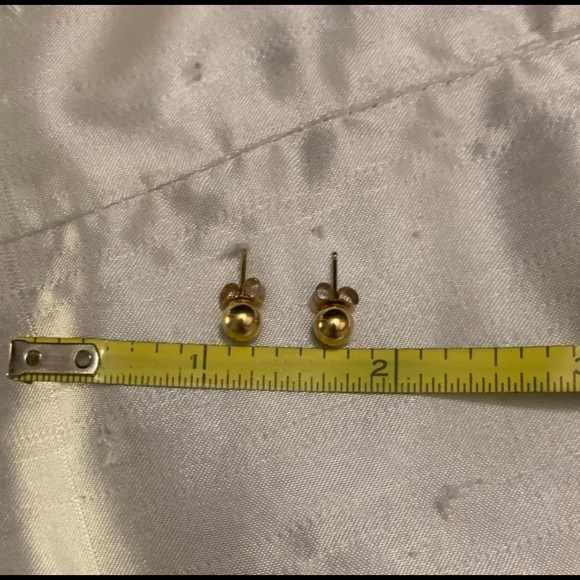VINTAGE 1990’s 14K 14KT Solid Yellow Gold Mini Round Stud Earrings 0.65 GRAMS - Picture 10 of 12